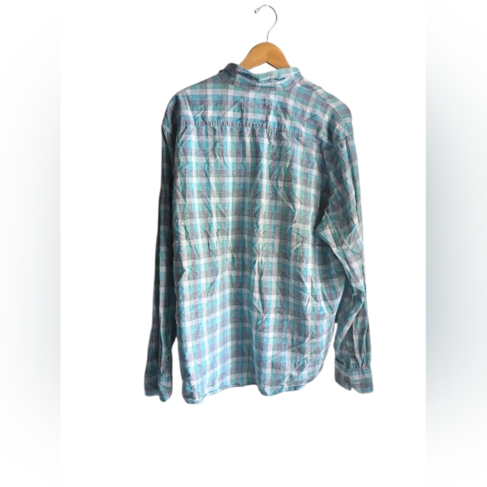 Wrangler Jeans Co. Longsleeve Plaid Teal Button Down Shirt Size 2X - Picture 4 of 4